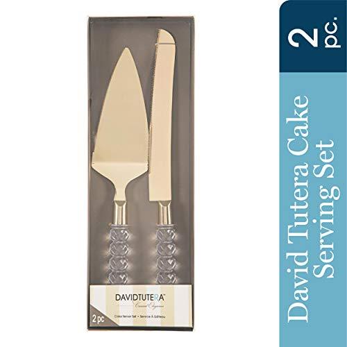David Tutera Crystalline Handle Wedding Cake Gold Metal Serving Set