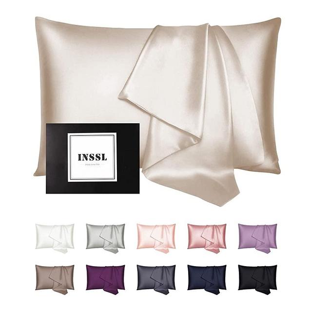 INSSL Silk Pillowcase for Women, Mulberry Silk Pillowcase for Hair and Skin and Stay Comfortable and Breathable During Sleep. (Taupe, 20"×26")