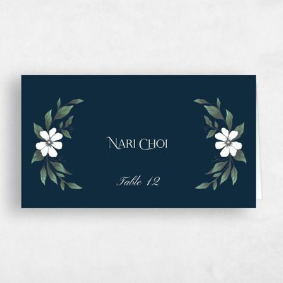 Deepest Teal, Blue Wedding Place Card - Melcher