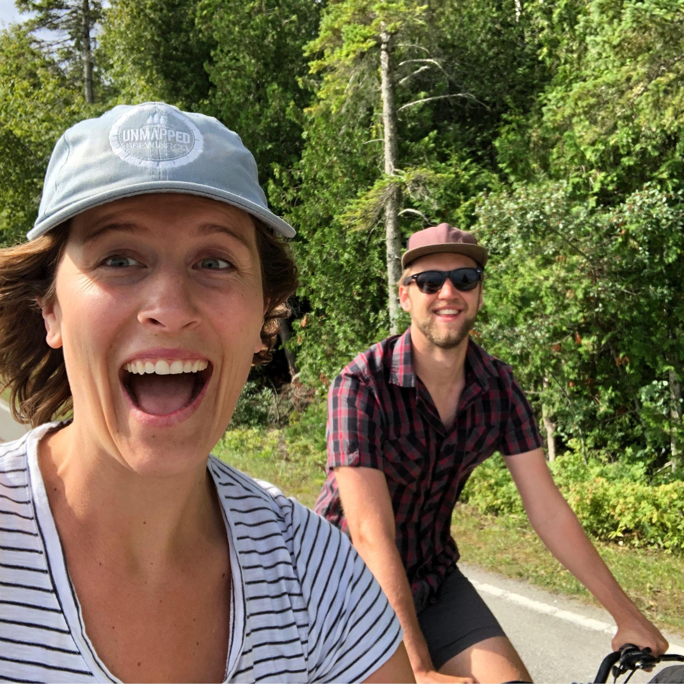 Biking around Mackinac Island on our first trip to Harbor Springs together
