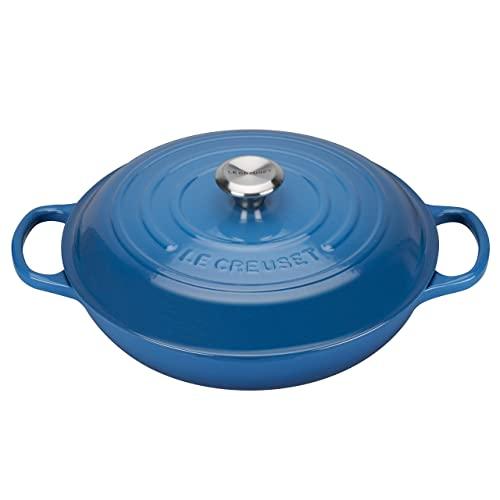 Le Creuset Enamled Braiser Signature Cast Iron Shallow Casserole, 30cm, 3.5 Qt, Marseille