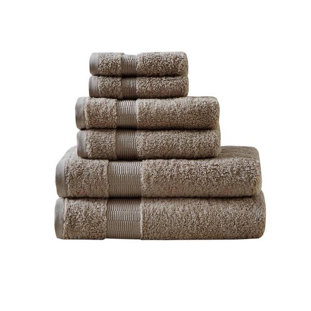 30"x54" 6pc Luxor Egyptian Cotton Towel Set Brown