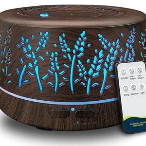 Diffusers for Essential Oils Large Room 600ml,Essential Oil Diffusers for Home with R/C,Cool Mist Humidifier,7 Colors Lights & 3 Mist Mode Waterless Auto Off for Office