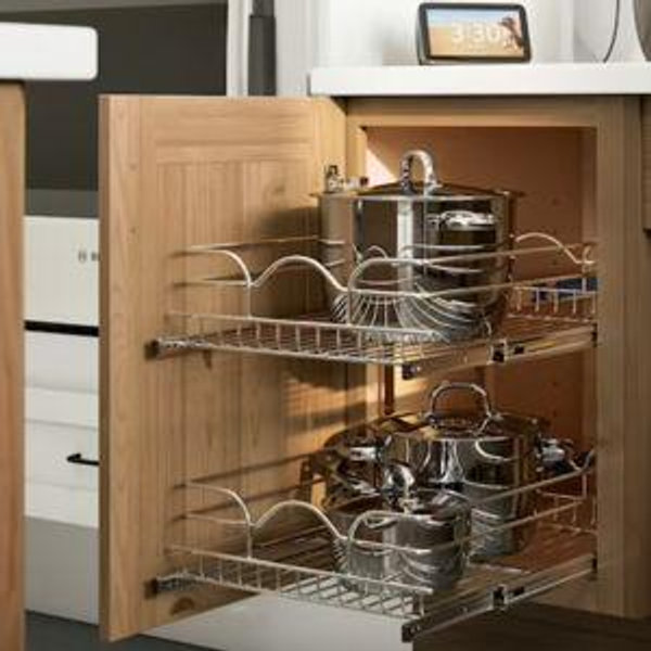 Rev-A-Shelf Two-Tier Pull-Out Baskets 14.75-in W x 19-in H x 22-in D 2 -Tier Cabinet-mount Chrome Metal Soft Close Pull-out Sliding basket kit
