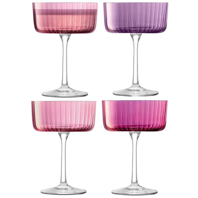 Gems Champagne Coupe Glasses, Set of 4 - Assorted Garnet