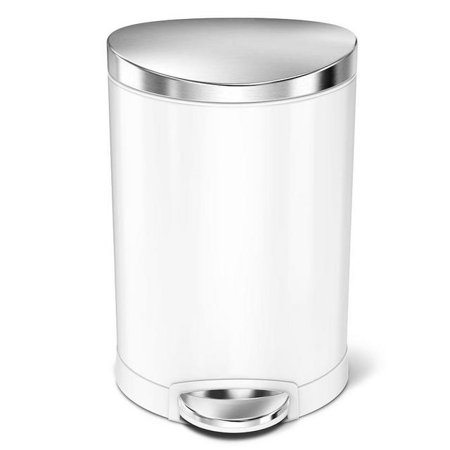 simplehuman® 6 Litre Trash Can, White Steel