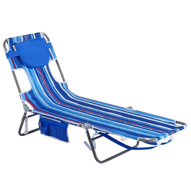 SunnyFeel Beach Lounge Chair, Backpack Reclining Beach Chairs Lay Flat, Face Down Tanning Chair, Folding Camping Chairs Portable Camp Cot with Backpack Straps for Outdoor/Picnic/Lawn