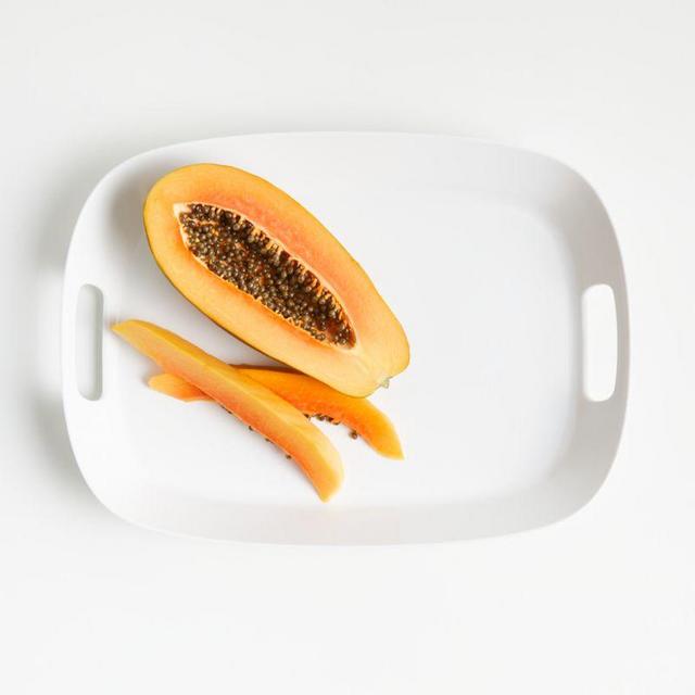 Lunea Melamine White 19"x14" Tray with Handles