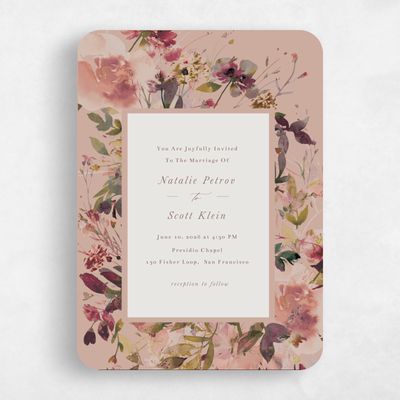 Brown Rounded Wedding Invitation - Ciliegio Classic