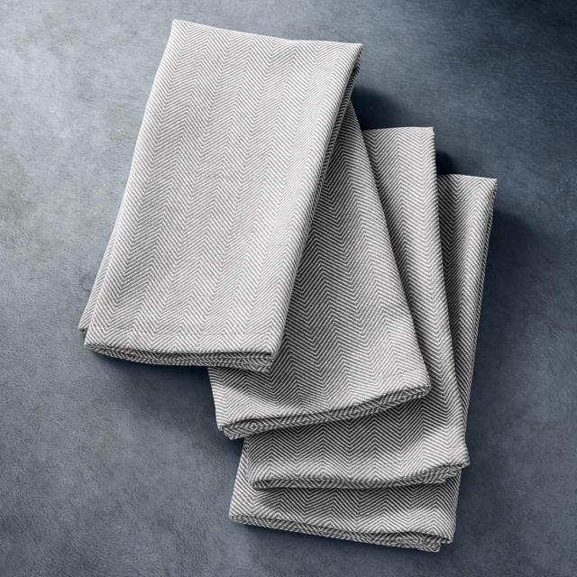 Open Kitchen by Williams Sonoma Herringbone Napkins, Set of 4, Grey