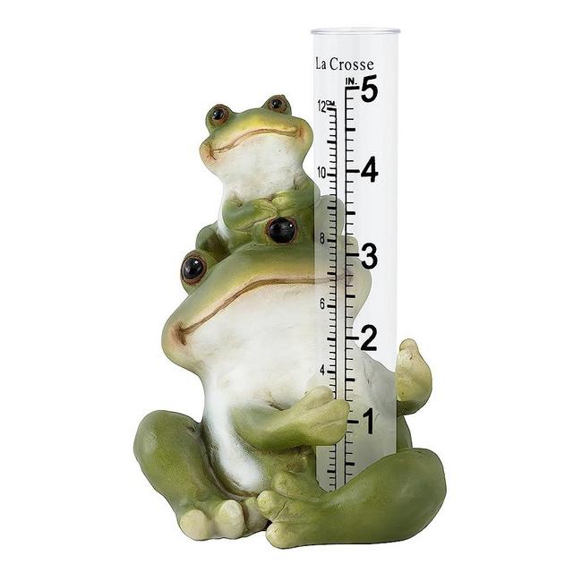 LA CROSSE MCCORMICK 704-4114 5 in. Table Standing Polyresin Frog Rain Gauge, Green