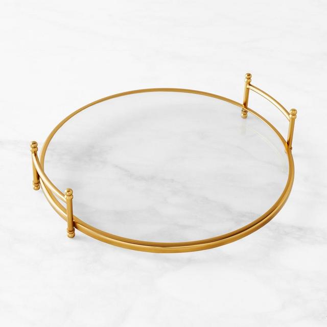 Antique Brass and Glass Round Tray