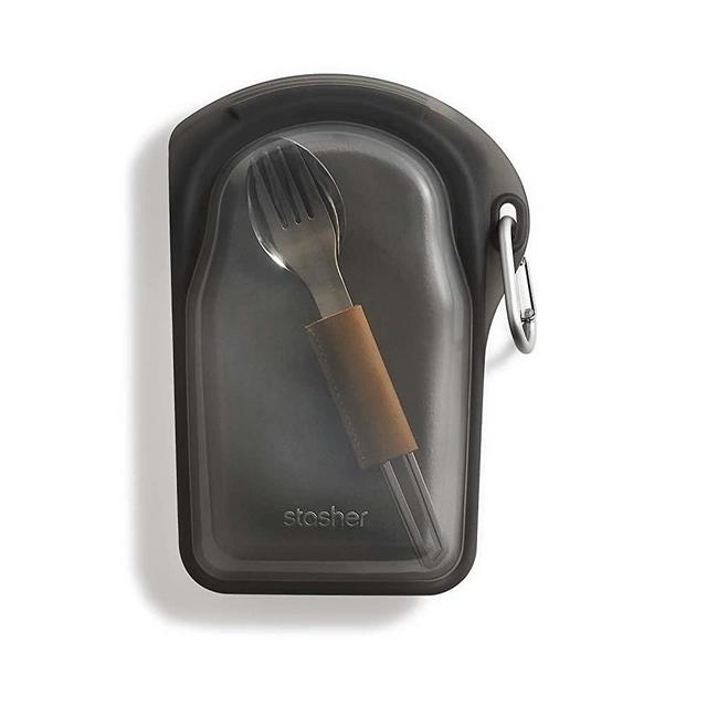 Stasher Platinum Silicone Food Grade Reusable Storage Bag, Black (GO Bag) | Reduce Single-Use Plastic | Snack, Store, or Travel | Leakproof, Dishwasher-Safe, Eco-friendly | 18 Oz