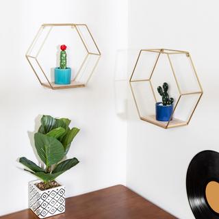 Hexagon Wall Shelf, Set of 2