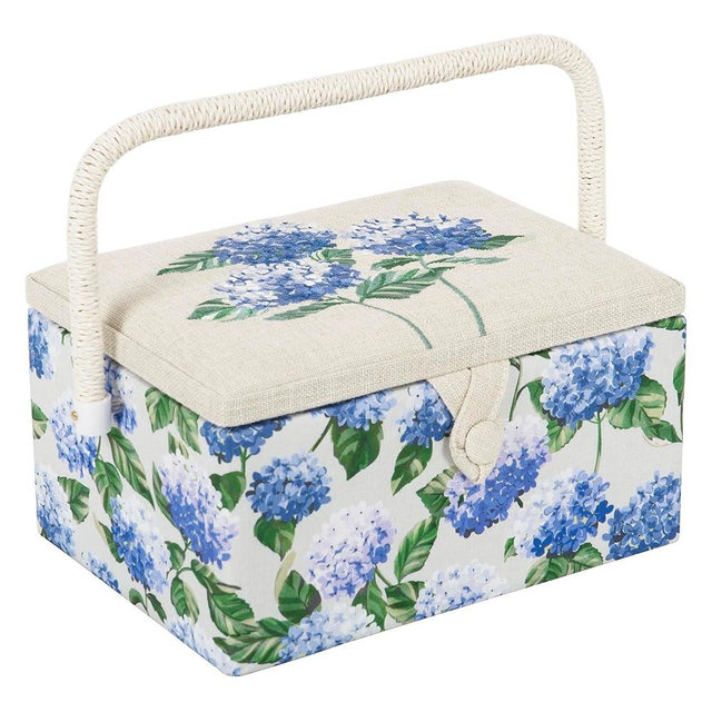 Hobby Gift Medium Sewing Box Craft Storage Box with Handle Internal Accessories Tray Pin Cushion and Pocket for Sewing Knitting and Hobby Supplies