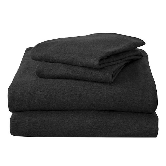 Queen Jersey Knit Sheets. All Season, Soft, Cozy Flannel Jersey T-Shirt Sheet Set. Cotton Blend Jersey Sheets. Cozy Flex Collection (Queen, Charcoal)