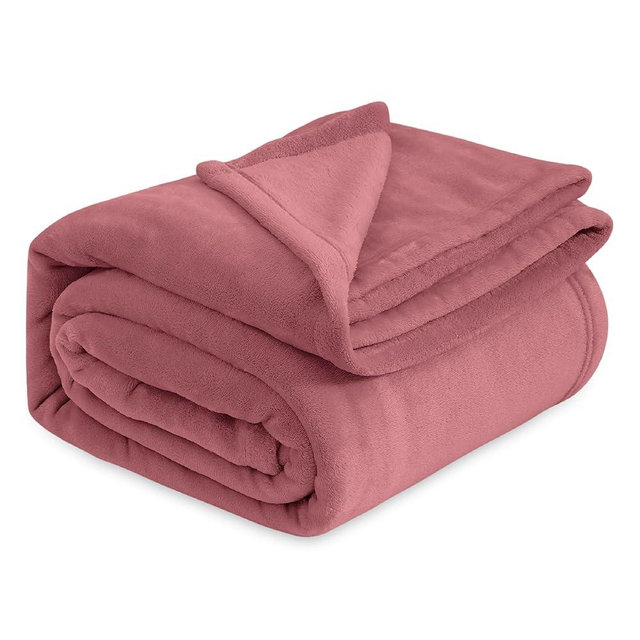 Bedsure Fleece Bed Blankets Queen Size Rose Pink - Soft Lightweight Plush Fuzzy Cozy Luxury Blanket Microfiber, 90x90 inches