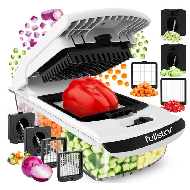 Fullstar The Original Pro Chopper - Vegetable Chopper and Spiralizer, Food Chopper with Container, Fruit Slicer, Kitchen Gadgets & Gifts, Home Essentials (4 in 1, White)