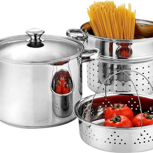 Cook N Home Stainless Steel 4 Piece Pasta Cooker Steamer Multi-Pot