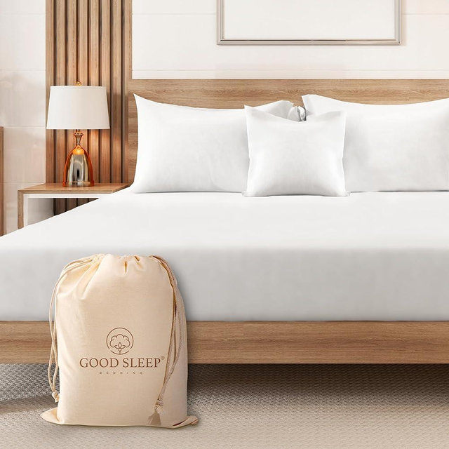Good Sleep Bedding King Fitted Sheet Only - 100% Egyptian Cotton Fitted Sheet King, Soft King Fitted Sheet, 16 Inch Deep Pocket King Fitted Sheet, 1000 TC Hotel Style King Size Fitted Sheet - White
