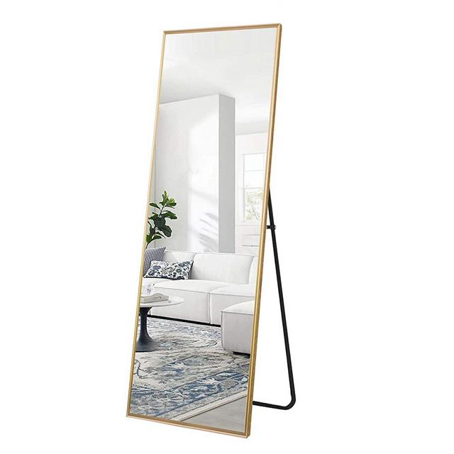 Elevens Full Length Floor Mirror Full Body Standing Wall Mounted Leaning Hanging Mirrors for Bedroom Bathroom Living Room Gold
