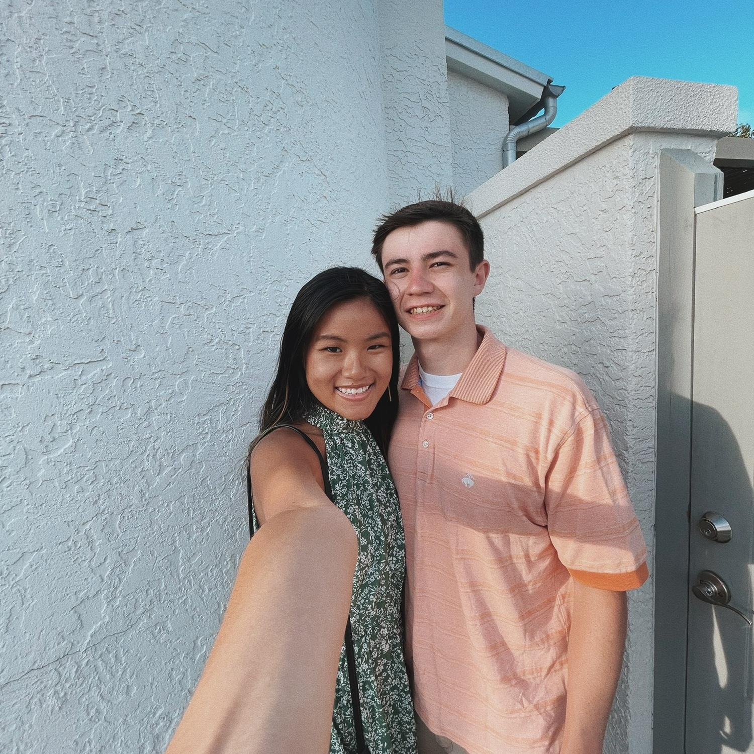 Summer 2023: Another family vacation! This time it was at Panama City Beach, Florida with Jacob’s family. This picture was taken before we devoured pasta and chocolate dessert.