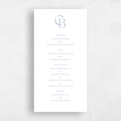 Blue Elegant Wedding Menu - Kenai