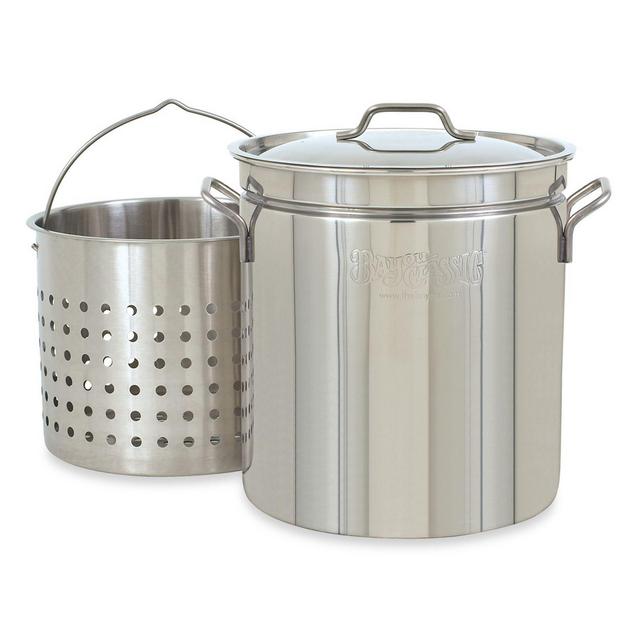Bayou Classic 24 qt. Stock Pot with Basket and Vented Lid in Stainless Steel