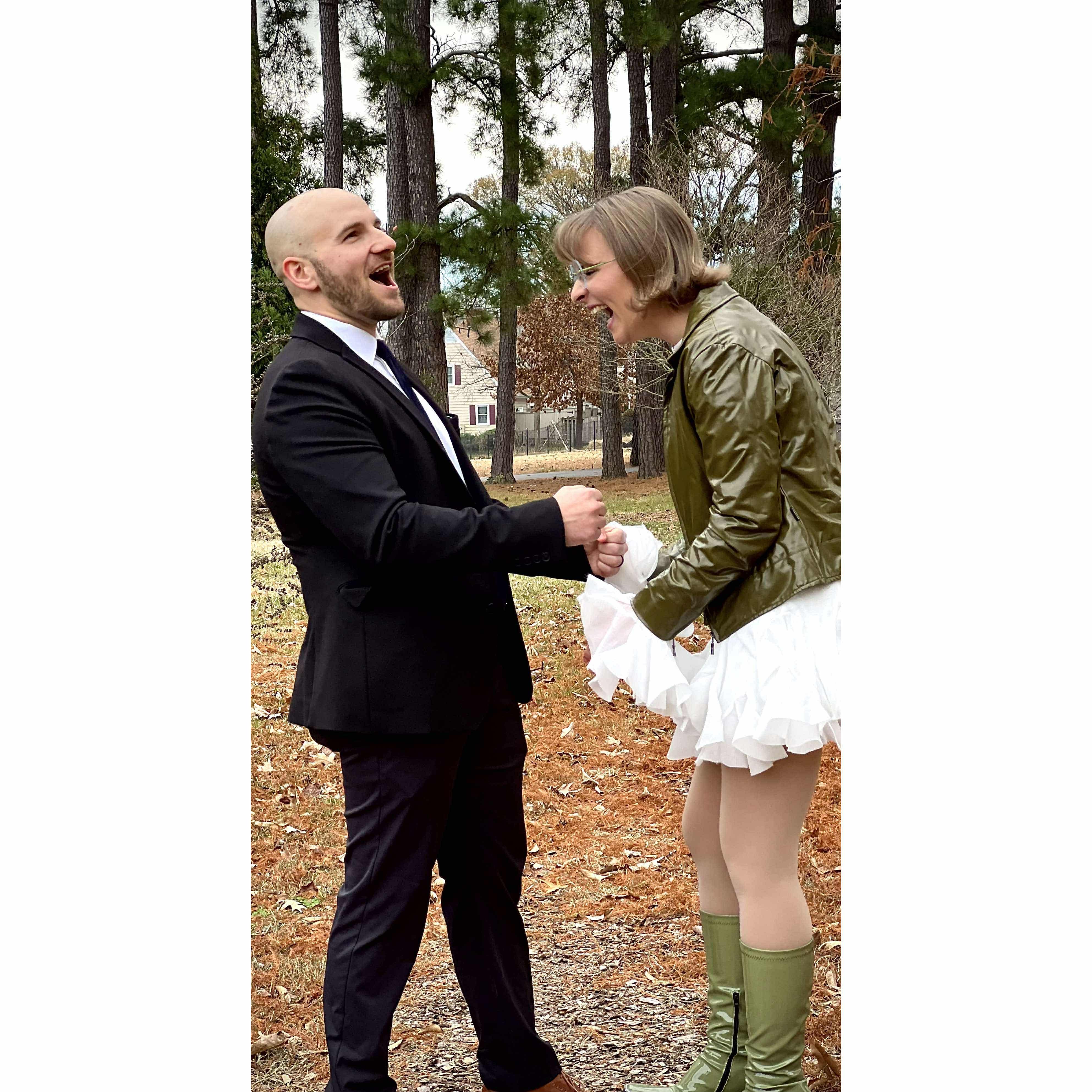 Right after being pronounced man and wife!