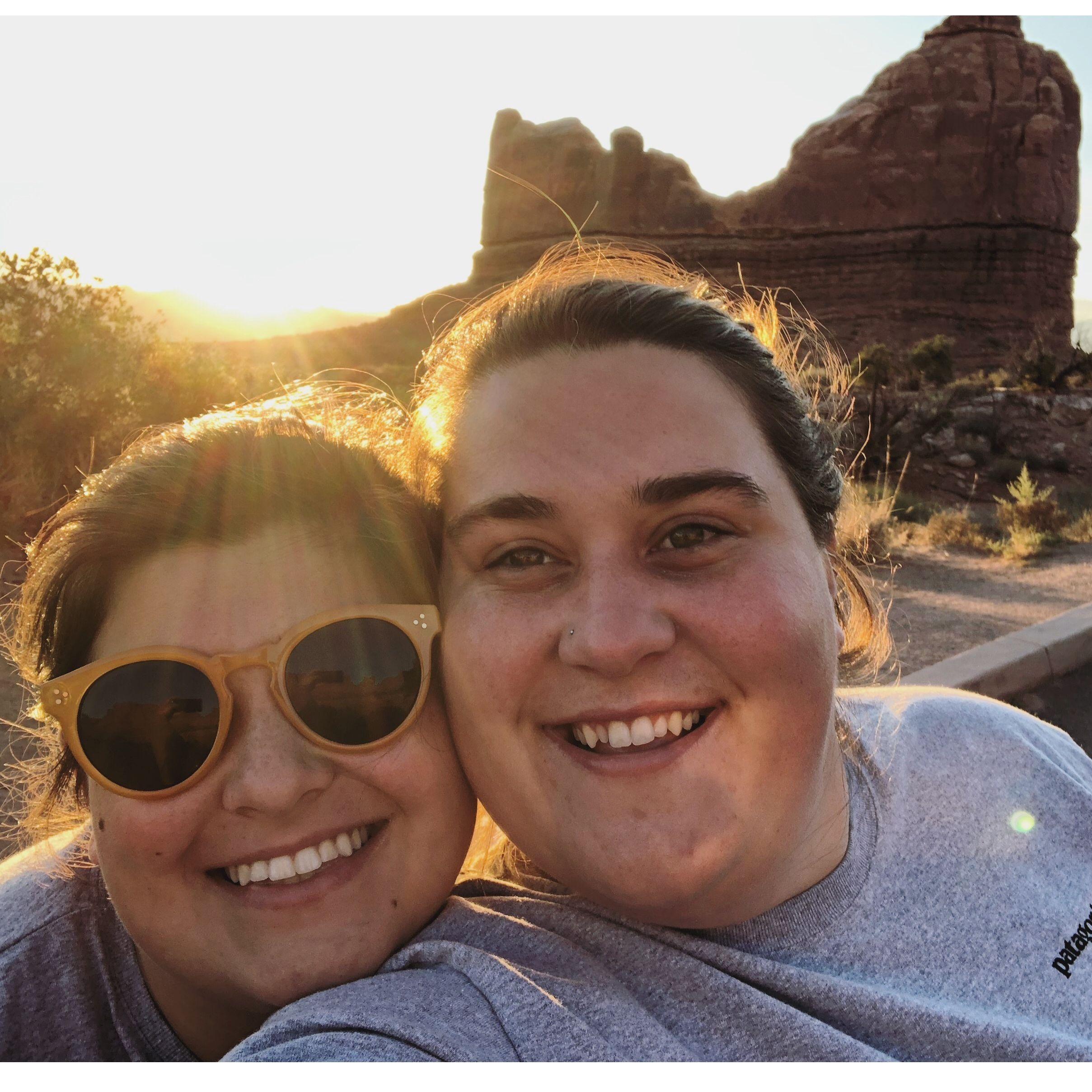 A picture at Arches National Park during one of our MANY cross-country road trips