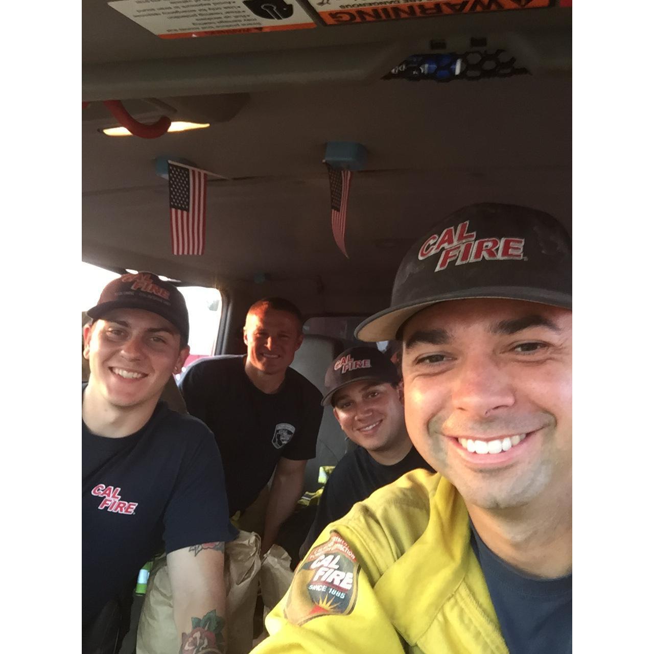 Joey, Wally, Steve, and Jon on a fire over the summer