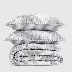 European Linen Striped Quilt Set
