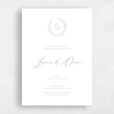 Green Elegant Wedding Invitation - Mathias Portrait