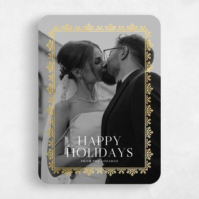 White Rounded Holiday Card - Oakley Foil