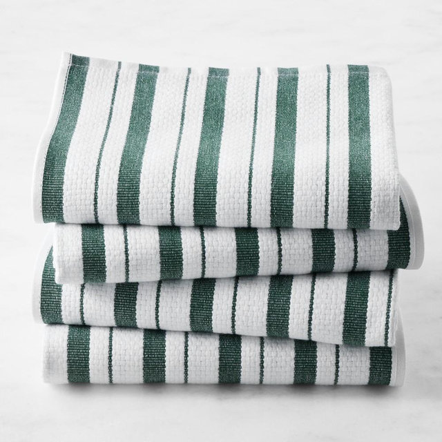 Williams Sonoma Classic Stripe Towels, Set of 8, Dark Green