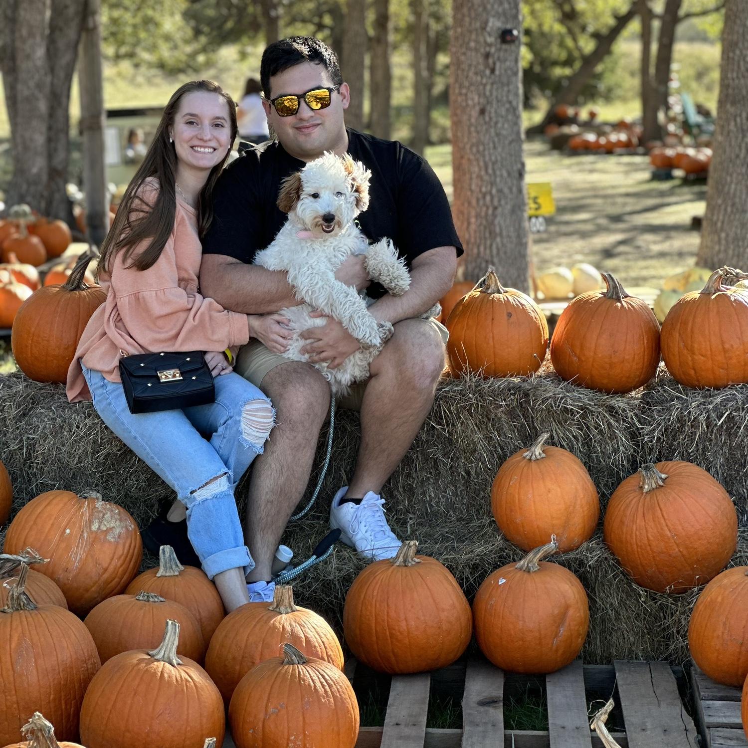 Family photo at the Pumpkin Patch