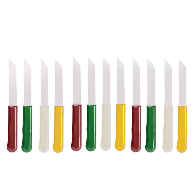 Fixwell Stainless Steel Multi Purpose Knives, 12 pcs, RED GREEN
