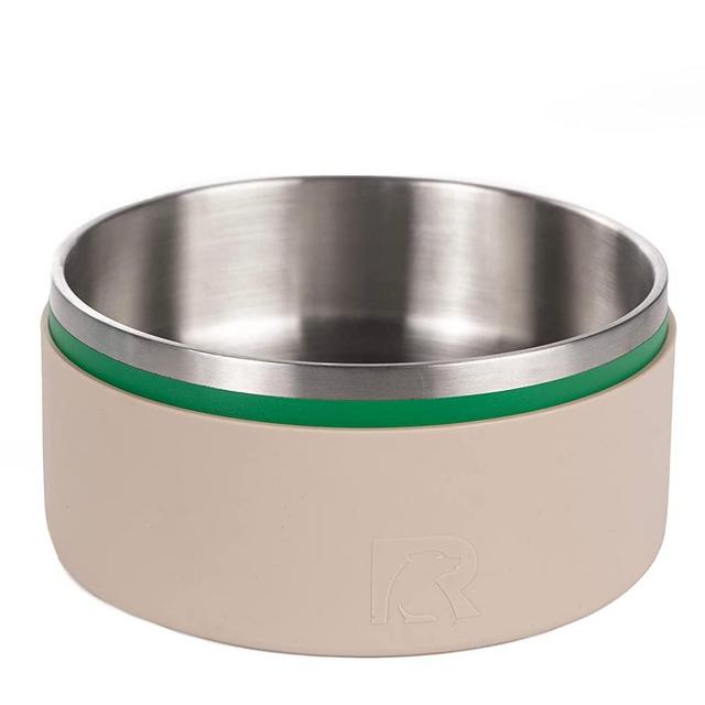 RTIC 3-in-1 Dog Bowl Food and Water Dish for Large Dogs and Small Dogs, Double-Walled Stainless Steel Metal, Portable, Non-Slip, Indoor and Outdoor, Large, Fairway & Beach