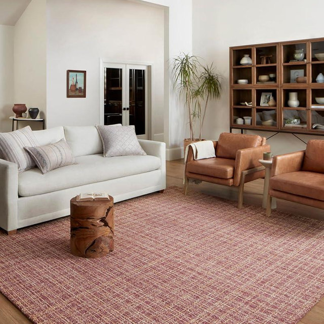 Loloi Chris Loves Julia Polly 5'-0" x 7'-6" Area Rug in Berry/Natural - Large Neutral Area Rug, Unique Patterned Rug for Living Room, Bedroom, Dining Area, Home Office