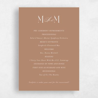 Camel, Brown Wedding Program - Portsmouth