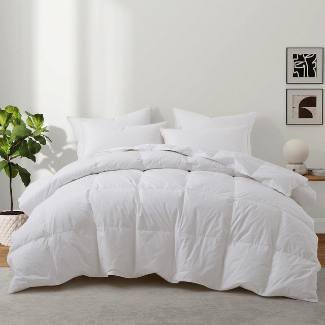 Peace Nest All Season 100% Cotton White Goose Feather Down Comforter Duvet Insert, California King