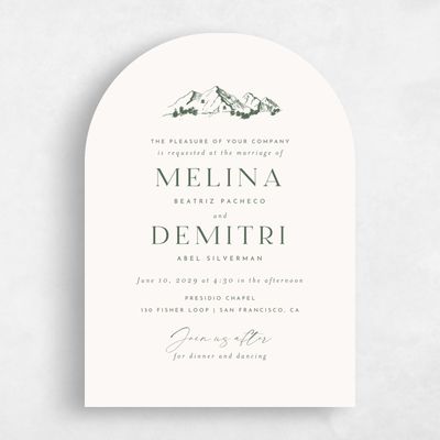 Beige Arch Wedding Invitation - Crispin Portrait