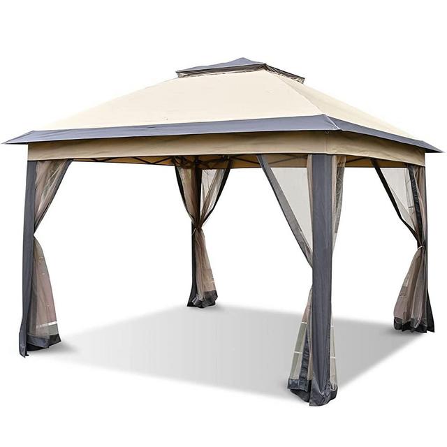 Outmotd 11x11 ft Pop up Tent with Mosquito Netting Easy Up Canopies, gazebos on Clearance Waterproof 121 Square Feet of Shading Area for Your Back Yard