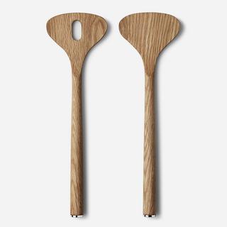 Alfredo Stainless Steel & Oak Wood Salad Servers