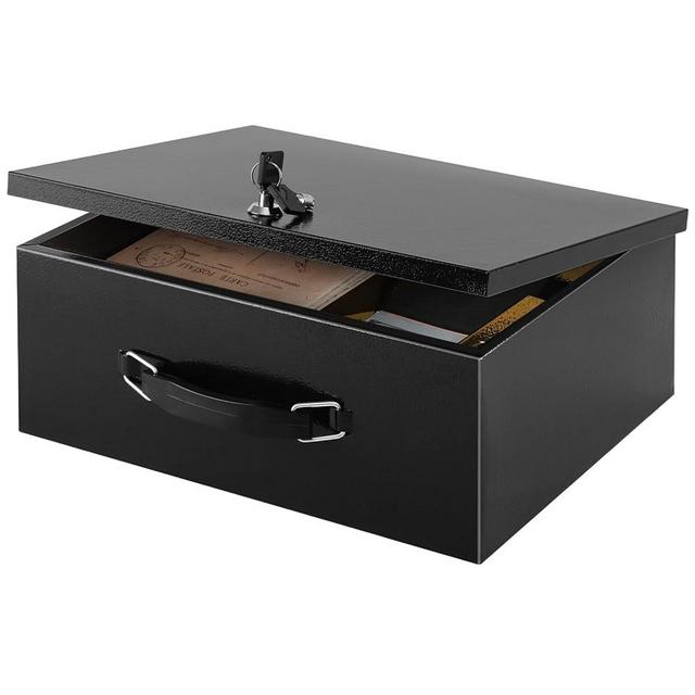 xydled Fire Resistant Safe Fire Safe Box with Key Lock for Home Office Security Storage for Valuables Documents,13.2"x 11"x 5.1" Inch,Black