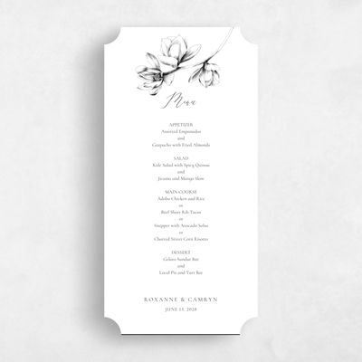 White Ticket Wedding Menu - Novela