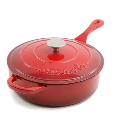 Crock-Pot® Artisan 3.5 qt. Cast Iron Covered Deep Saute Pan in Red