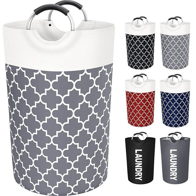 Fabspace Large Laundry Basket Laundry Hamper Bag Washing Bin Clothes Bag Collapsible Tall with Handles Waterproof Travel Bathroom College Essentials Storage for College Dorm, Family (Grey)