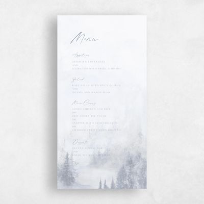 Cloud Gray, Grey Wedding Menu - Forest