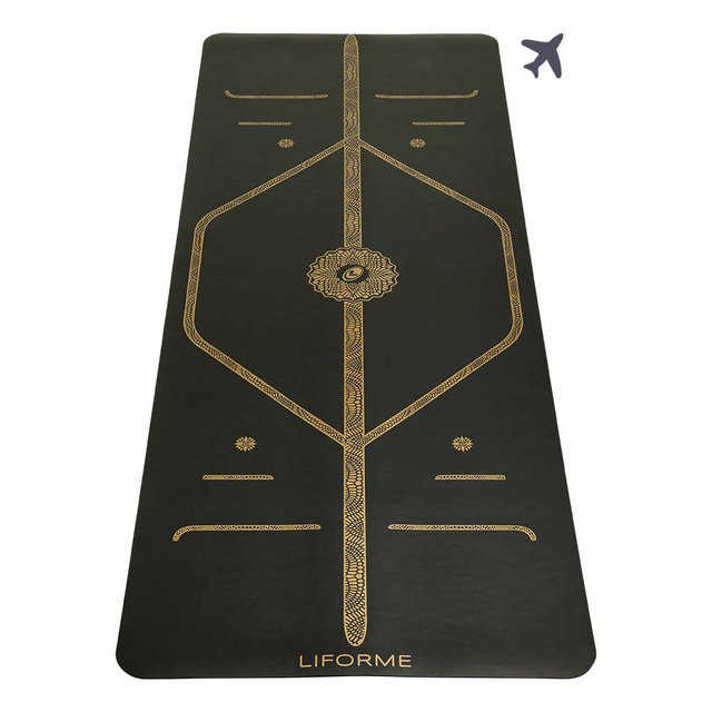 Liforme Travel Yoga mat – Patented Alignment System, Warrior-Like Grip, Non-Slip, Eco-Friendly, Ultra-Lightweight and Sweat Resistant, Made with Natural Rubber